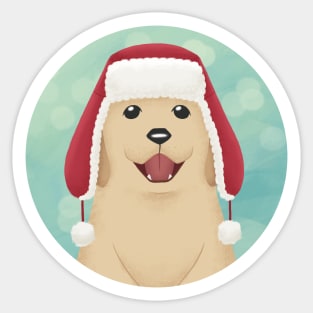 Winter Golden Retriever Sticker